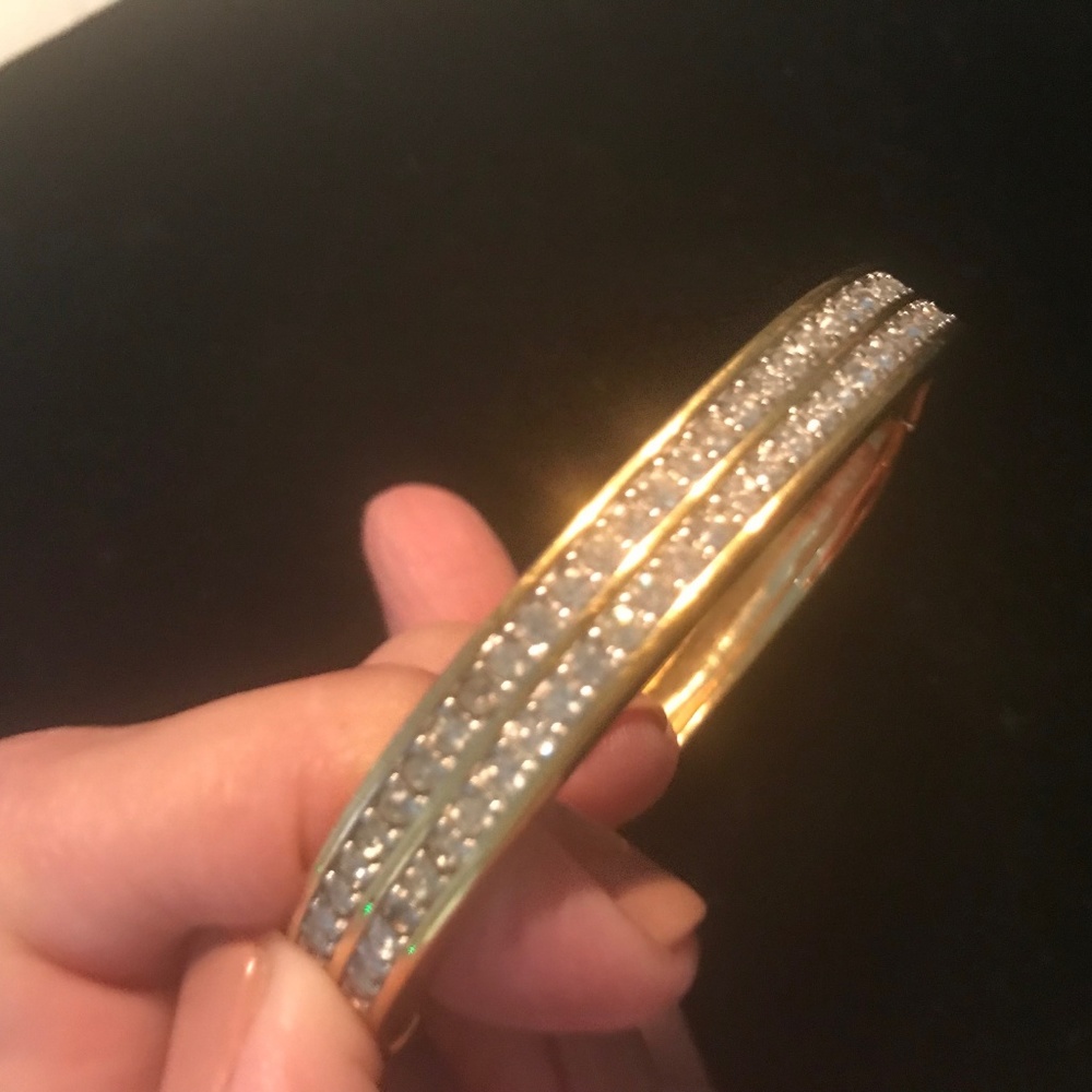 Gold and pave CZ bracelet